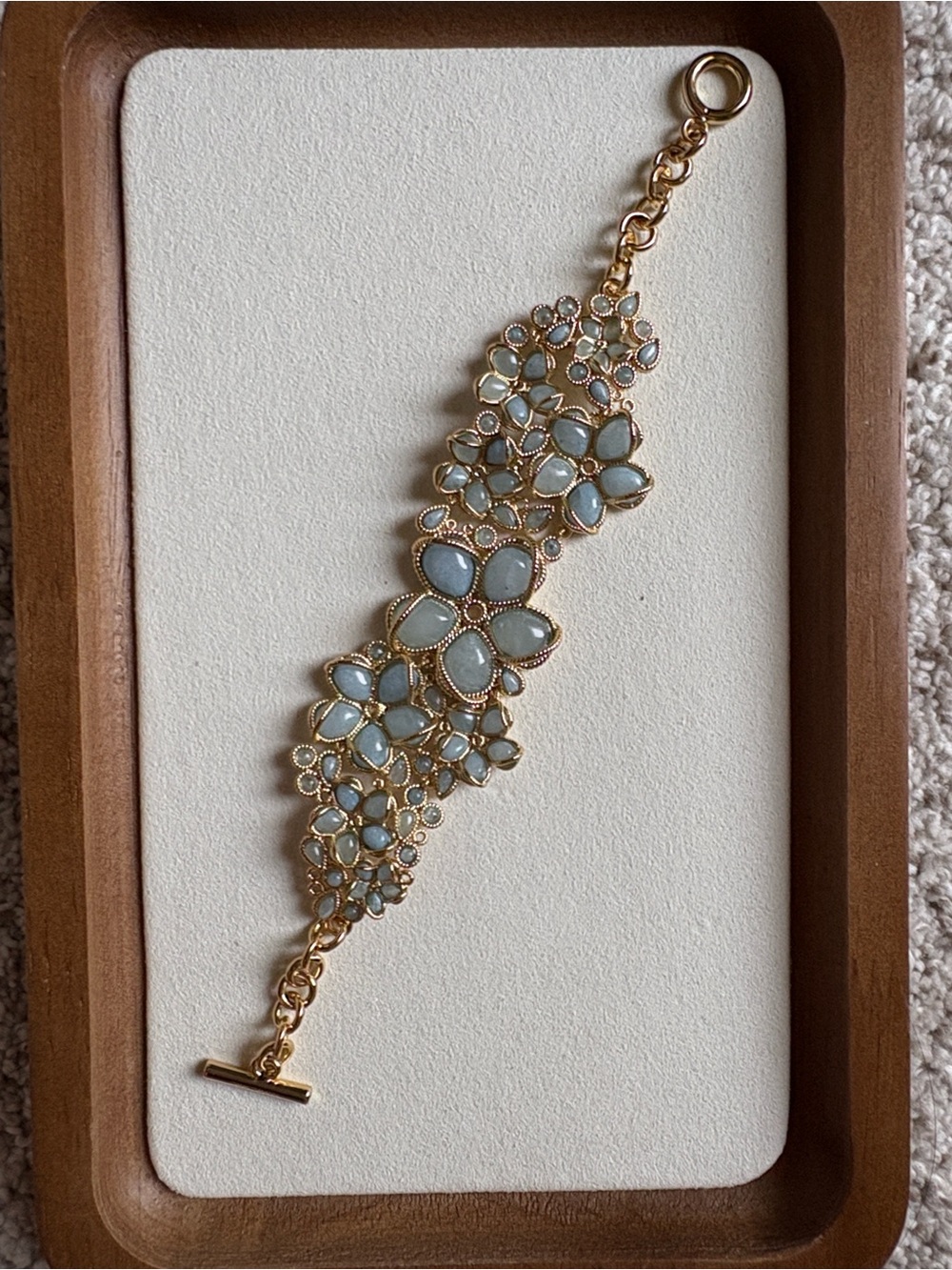 Zimmermann Gold Floral Cuff Bracelet with Pale Blue Stones - Picture 5 of 9